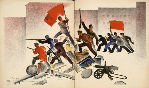 Double book pages from "October songs", 1927. Creator: Popova, Lidia Vladimirovna (1903-1953).