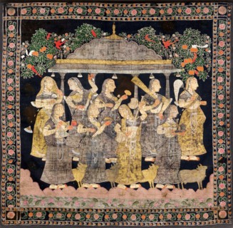 Nine Gopis (Pichwai Painting), End of 19th century. Creator: Indische Kunst.