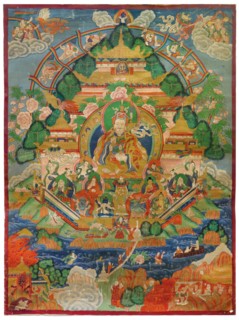 Padmasambhava in the Copper Mountain Paradise, 19th century. Creator: Tibetan Culture.