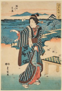 Sumidagawa hanazakiri (The Sumida River in Bloom), from the series: "Edo meisho..., 1851-1853. Creator: Hiroshige II., Utagawa (1826-1869).