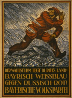 The election storm is sweeping through the country! Bavarian white and blue against..., 1919. Creator: Keimel, Hermann (1889-1948).
