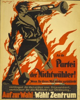 To the party of non-voters! Go to the polls - vote for the center, 1919. Creator: Schwartz, Georg (1871-1948).