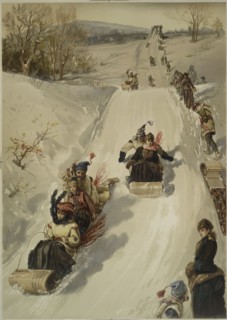The sledding, c.1880. Creator: Sandham, Henry (1842-1910).