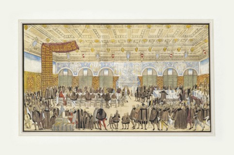 The wedding of Duke Wilhelm V of Bavaria to Renata of Lorraine on February 21, 1568, 1568. Creator: Solis, Nikolaus (1541-1583).