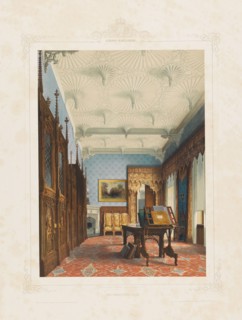 Interior view of the library in Babelsberg Palace, Potsdam, 1853. Creator: Graeb, Carl (1816-1884).