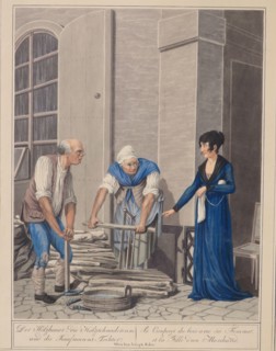 The hairdresser and the shoe repairer in Vienna. (Vienna scenes and popular pastimes), 1804-1812. Creator: Opiz, Georg Emanuel (1775-1841).