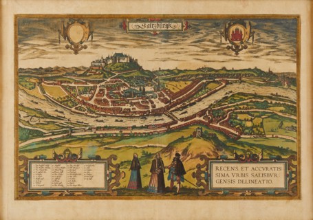 General view of the city of Salzburg. From "Civitates Orbis Terrarum", 1581. Creator: Braun, Georg (1541-1622).