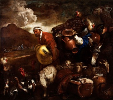 Abraham on the way to Canaan. Creator: Castiglione, Giovanni Benedetto (1610-1665).
