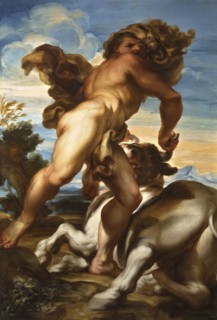 Heracles with the Cretan bull, c.1690. Creator: De Ferrari, Gregorio (1647-1726).