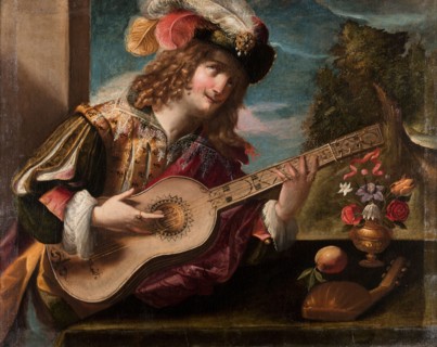 Ritratto di suonatore con chitarra (Portrait of a Guitar Player), 1636. Creator: Pombioli, Tommaso (1579-1636).