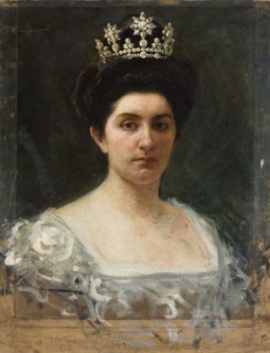 Portrait of Princess Elena of Montenegro (1873-1952), Queen of Italy, 1904. Creator: Grosso, Giacomo (1860-1938).