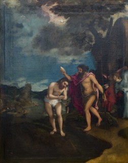 The baptism of Christ, c.1544. Creator: Lotto, Lorenzo (1480-1556).