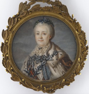 Portrait of Empress Catherine II (1729-1796). Creator: Roslin, Alexander (1718-1793).