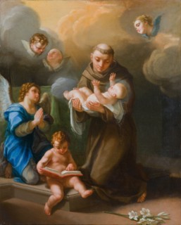 Saint Anthony of Padua with baby Jesus. Creator: Luti, Benedetto (1666-1724).