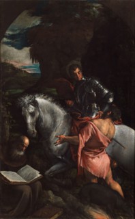 Saint Martin and the beggar with Saint Anthony, 1580. Creator: Bassano, Jacopo, il vecchio (around 1510-1592).
