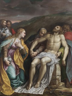 Lamentation for Christ with Saints Bartholomew and Paul, c.1570. Creator: Gambara, Lattanzio (around 1530-1574).
