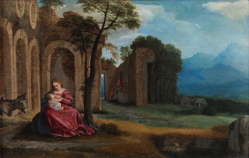 The peace of the flight to Egypt, c.1540. Creator: Savoldo, Giovanni Girolamo (Girolamo da Brescia) (1480/85-1548).