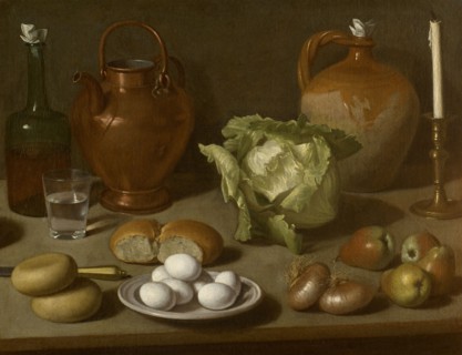 Still life with eggs, cabbage and candlestick. Creator: Magini, Carlo (1720-1806).