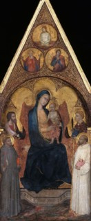 Enthroned Mary with the Child and four saints, c.1350. Creator: Master of the Madonna of the Palazzo Venezia (active 1340-1360).