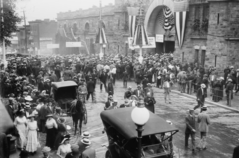 Crowd in front of Convention Hall, Baltimore, Maryland, 1912. Creator: Bain News Service.