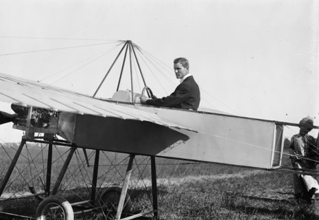 J.M. Johnson in Bleriotype [plane], between c1910 and c1915. Creator: Bain News Service.