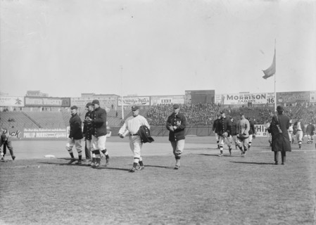 Giants walk onto field; John McGraw leads, New York, NL (baseball), 1911. Creator: Bain News Service.