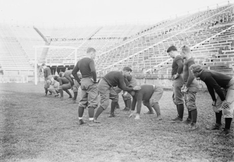 Sanford Trying out men for Centre, Yale, between c1910 and c1915. Creator: Bain News Service.