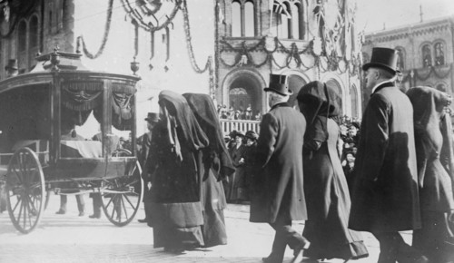 Bjornson family in funeral procession, 1910. Creator: Bain News Service.