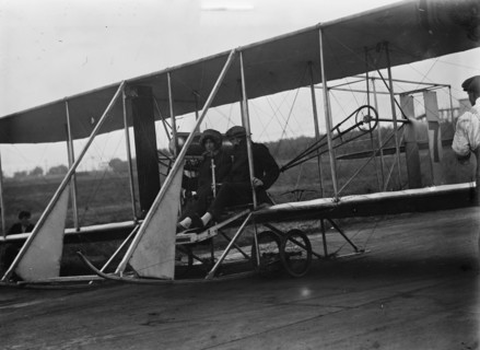Sopwith & Mrs. Chudoba, woman passenger, 1911. Creator: Bain News Service.