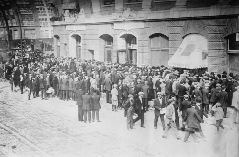 Crowd outside Shibe Park - 9 am. World's Series Phila., 1911. Creator: Bain News Service.