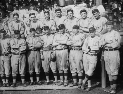 New York Giants. Top row (left to right): (partially obscured) Art Fletcher... (baseball), c1911. Creator: Bain News Service.