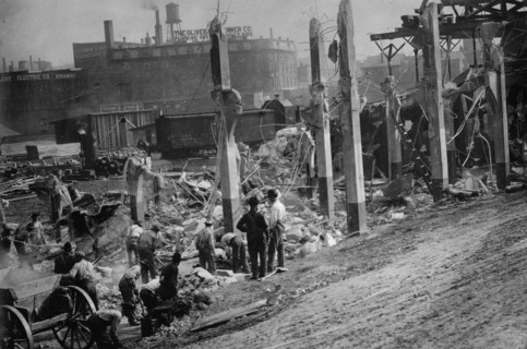 Wrecking Palace of the Fans ballpark, Cincinnati (baseball), 1911. Creator: Bain News Service.