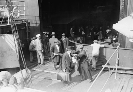 Boarding the MADONNA, 1912. Creator: Bain News Service.