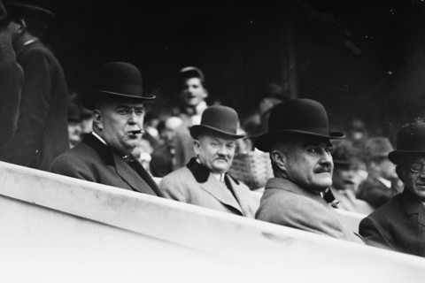 Ban Johnson, Garry Herrman, Thos. Lynch, World Series N.Y., 1911. Creator: Bain News Service.
