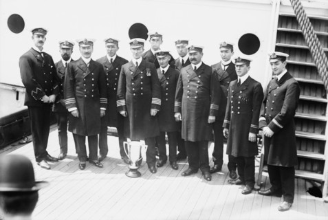 Capt. Rostron & under officers of CARPATHIA [ship], 1912. Creator: Bain News Service.