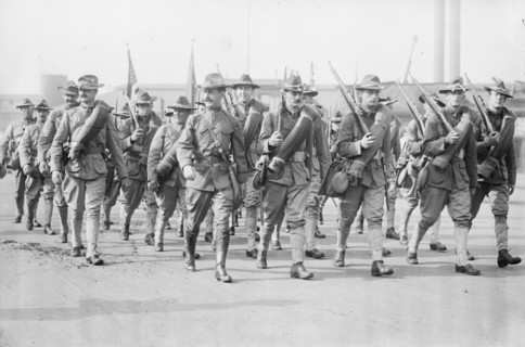 47th Rgt. Brooklyn - going to war games, between c1910 and c1915. Creator: Bain News Service.
