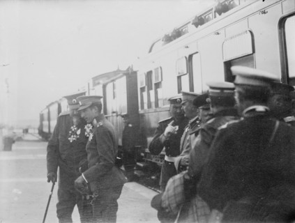 King Ferd. whispers to Prince Boris, (1912?). Creator: Bain News Service.