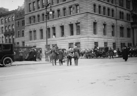 Morgan funeral - newspaper photographers arrested in Stuyvesant Sq., 1913. Creator: Bain News Service.