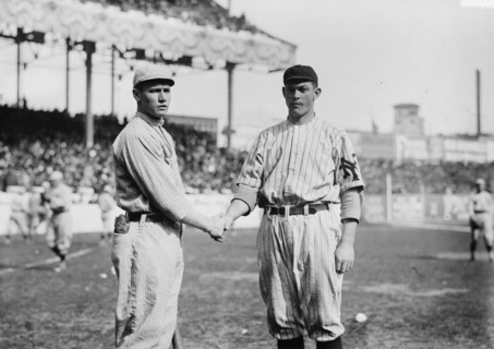 Smokey Joe Wood, Boston AL, & Jeff Tesreau, New York NL (baseball), 1912. Creator: Bain News Service.