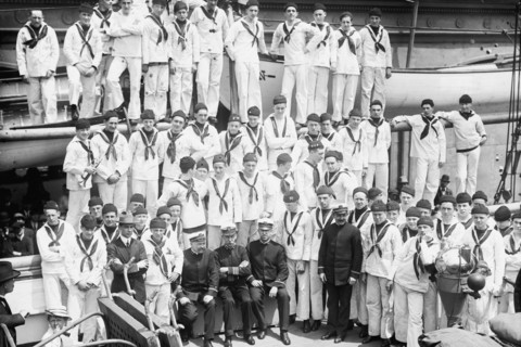 Boy sailors on the USS Newport, between c1910 and c1915. Creator: Bain News Service.