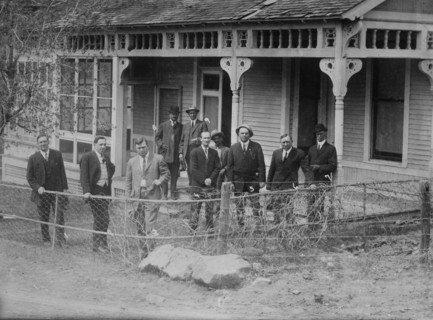 Flynn's Camp Las Vegas N.M. - 1. Al Williams, 2. A.H. Balke, 3. Jim Flynn, 4. C...., 1911 or 1912. Creator: Bain News Service.