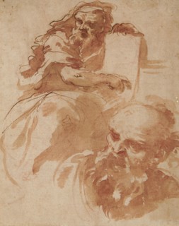 Recto: Seated Prophet, c1677-78. Creator: Domenico Maria Canuti.