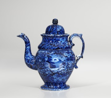 Coffeepot: Lafayette At Franklin's Tomb, 1825-1840. Creator: Enoch Wood & Sons.