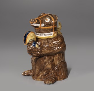 Jug In The Form Of A Bear Holding A Caricature Of Napoleon Bonaparte, c1813. Creator: Unknown.