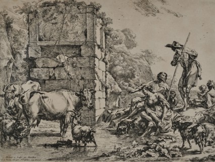The Cows At The Watering Place (The Cow Drinking), 1680. Creator: Nicolaes Berchem.