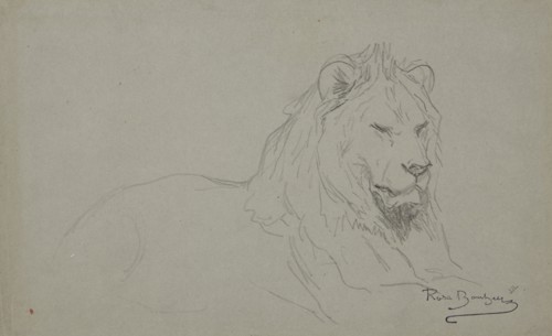 Study Of A Lion's Head, 1832-1899. Creator: Rosa Bonheur.