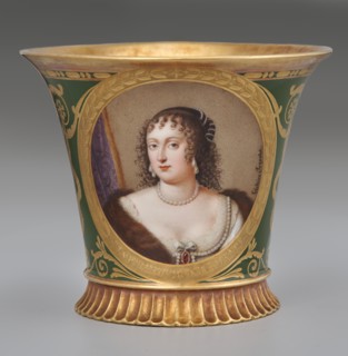 Cup (Tasse Jasmin À Pied Cannelé, 1St Size) With Portrait Labeled "La Princess Palatine", 1811. Creator: Unknown.