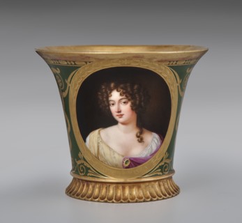Cup (Tasse Jasmin À Pied Cannelé, 1St Size) With Portrait Of Hortense Mancini, Duchess..., 1811. Creator: Unknown.