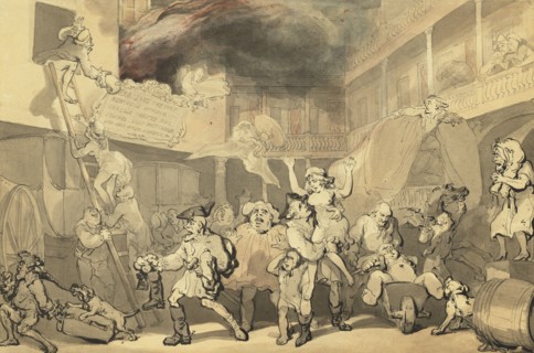 Peregrine Rescuing Emilia From The Inn Fire, c1786. Creator: Thomas Rowlandson.