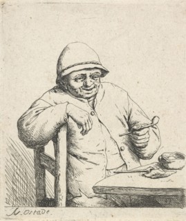 Smoker leaning on the back of a chair, 1672. Creator: Adriaen van Ostade.